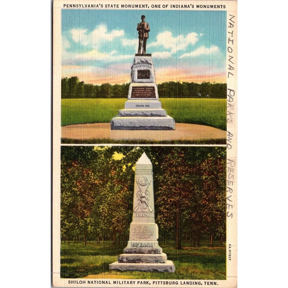 Pennsylvania State Monument Shiloh Military Park Vintage Postcard SP17-16